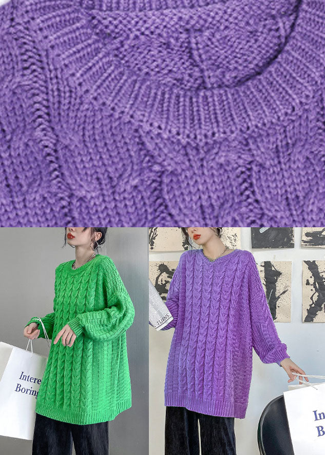 Women's Sweater Purple Knit Loose Fit - 5