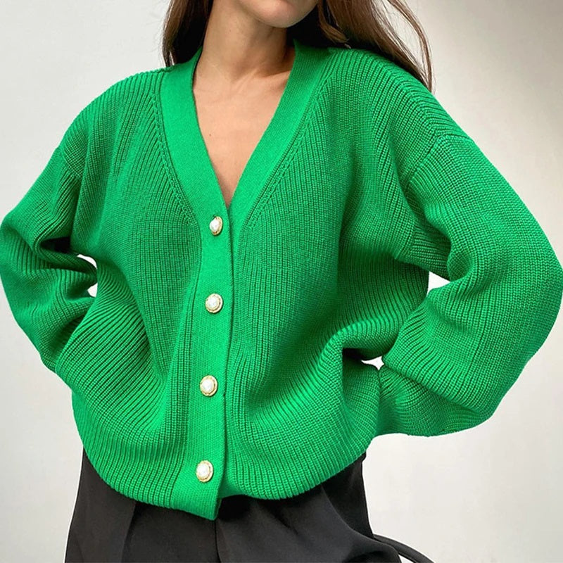 Casual Solid Color Long Knitted Cardigan Sweater 0