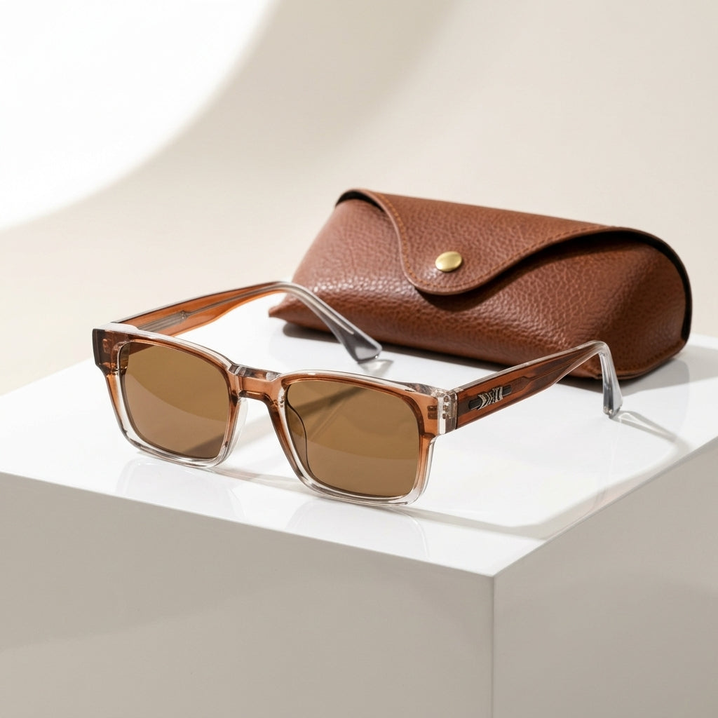 Women's Square Acetate Sunglasses – packaging view | Hensley London