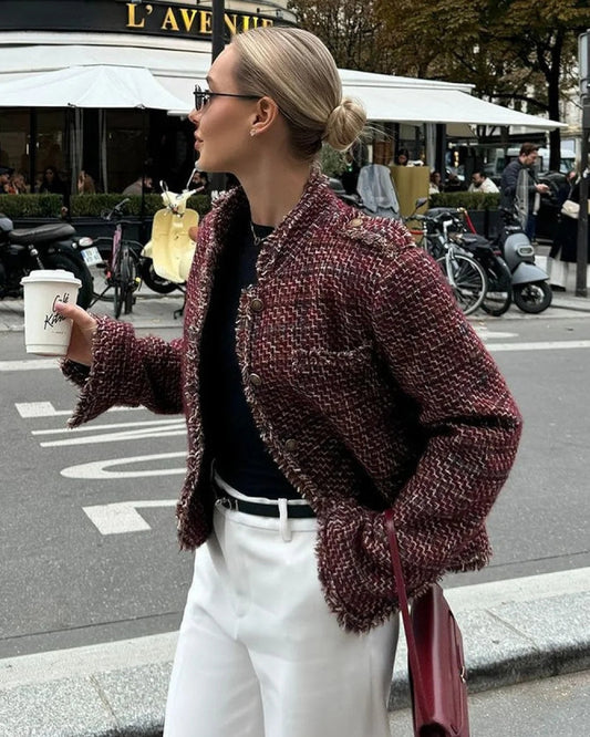 Cora Women's Cropped Jacket | Elegant Tweed, Regular Fit 2