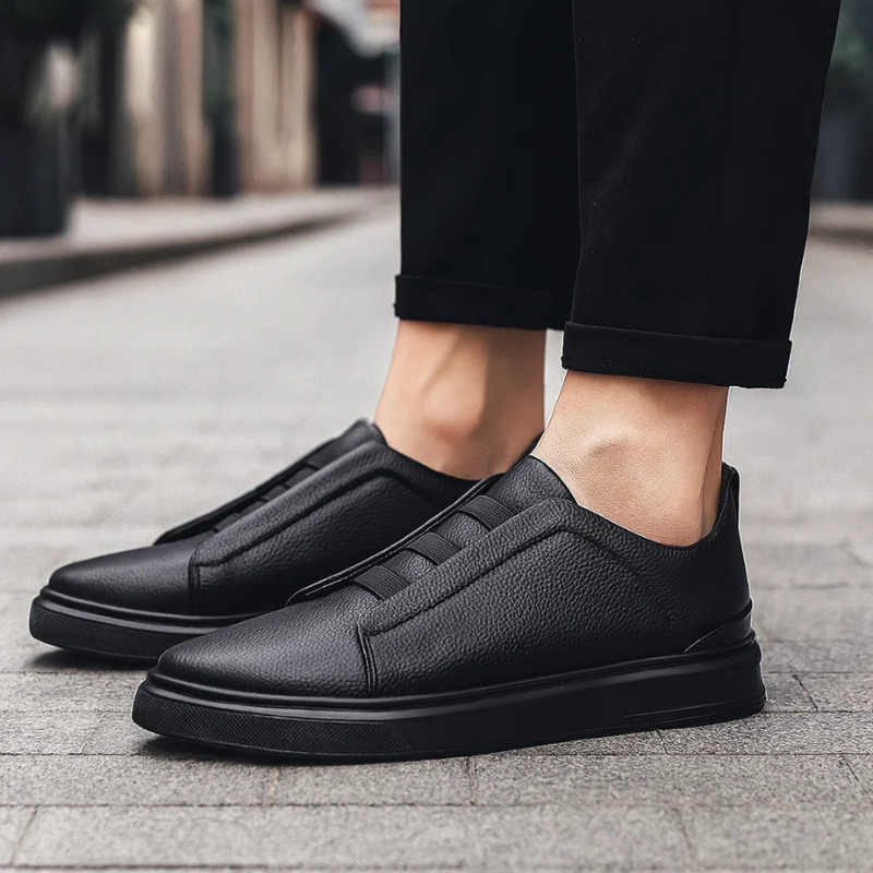 Men's Genuine Leather Low-Top Sneakers – detail view | Hensley London