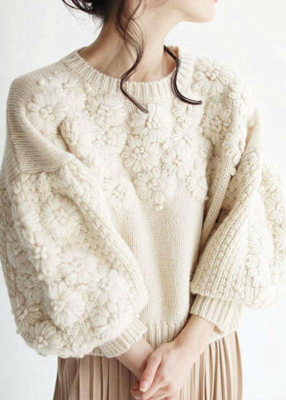 Women's Knit Sweater Beige Warm Thick - 2