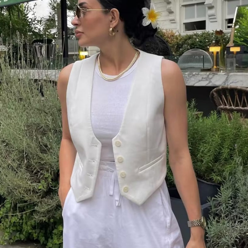 Chic Deep V-neck Sleeveless Vest Fashion for Women 3