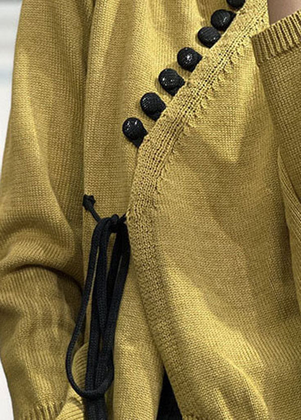 Women's Knit Sweater Yellow Asymmetrical Design Size XL - 5