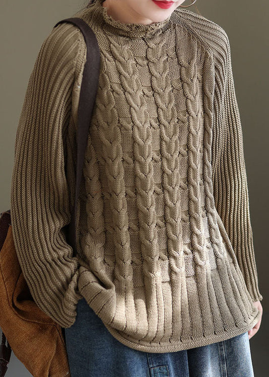 Women's Sweater Yellow Knit Turtle Neck - 2