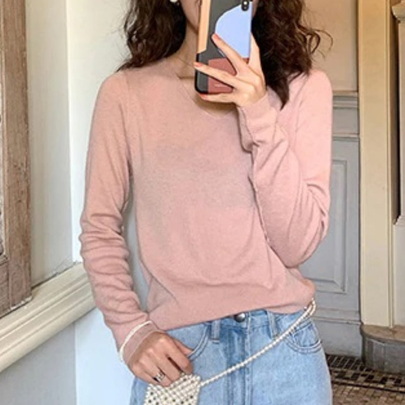 Chic and Casual Winter's Basic Long Sleeve Pullover Sweaters 0