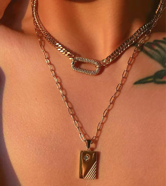 Chunky Diamond Accent Choker Necklace – Waterproof and Hypoallergenic Gold-Plated Design 1