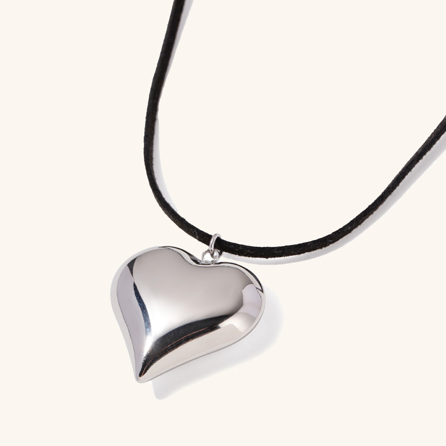 Chunky Heart Pendant Necklace – Long Black Rope, Waterproof, Hypoallergenic, 56 Inches, Bold Statement Jewelry for Women 2