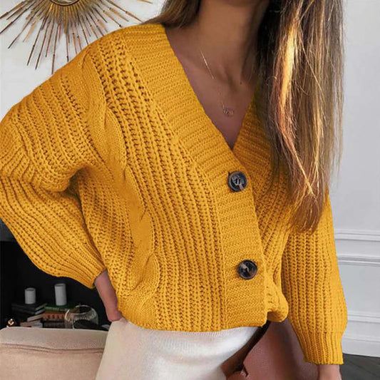 Classic V-Neck Knitted Cardigan Top 1