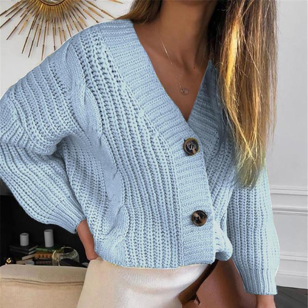 Classic V-Neck Knitted Cardigan Top 11