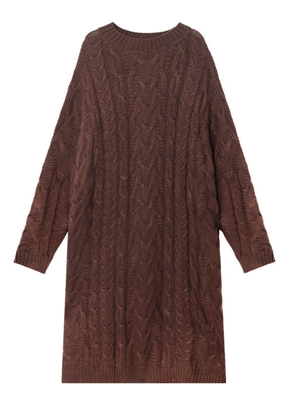 Women's Sweater Dress Coffee Knit Casual - 5