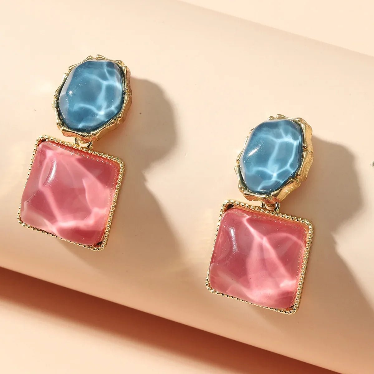Colorful Enamel Geometric Earrings for Women – Modern Oval and Square Design, Lightweight Statement Jewelry 4
