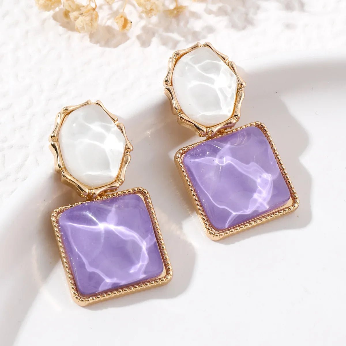 Colorful Enamel Geometric Earrings for Women – Modern Oval and Square Design, Lightweight Statement Jewelry 6