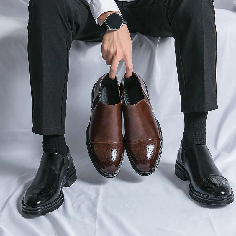 Men's Genuine Leather Slip-On Shoes - side view | Hensley London