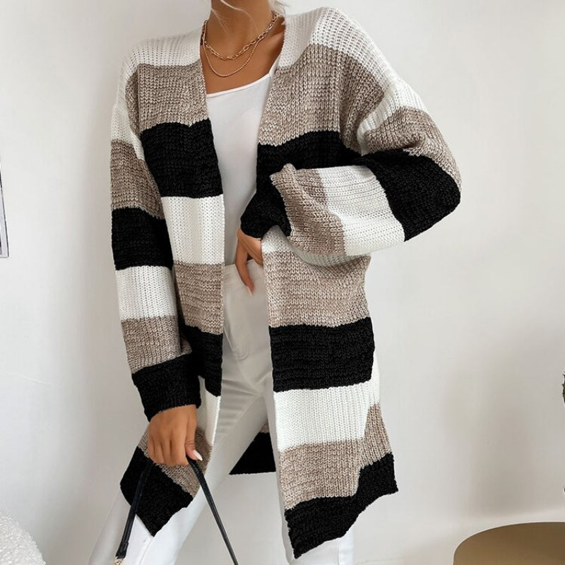 Cozy Long Sleeve Patchwork Style Knitted Winter Outdoor Cardigans 0