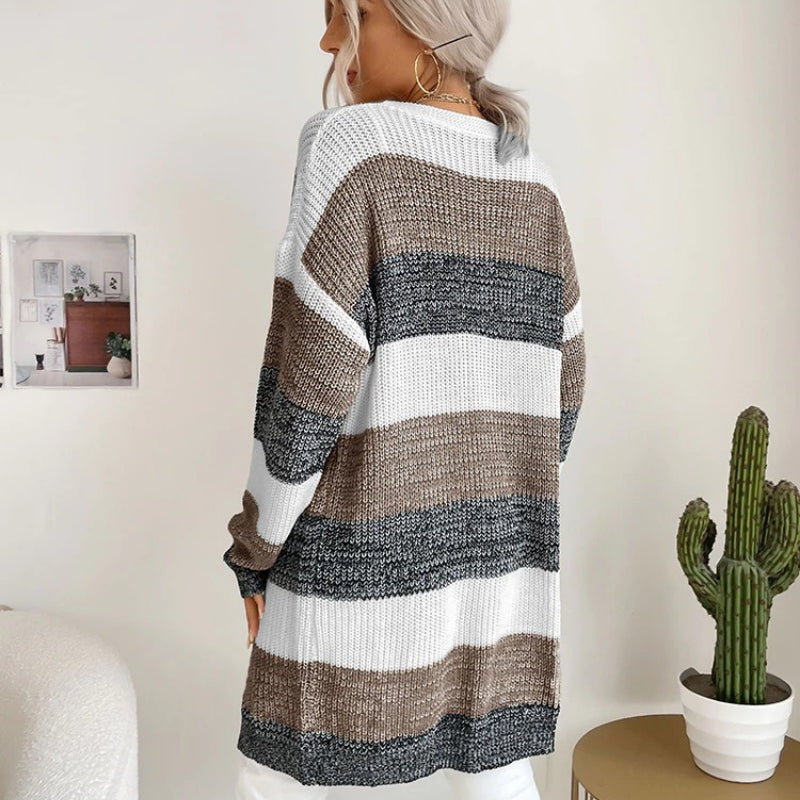 Cozy Long Sleeve Patchwork Style Knitted Winter Outdoor Cardigans 2