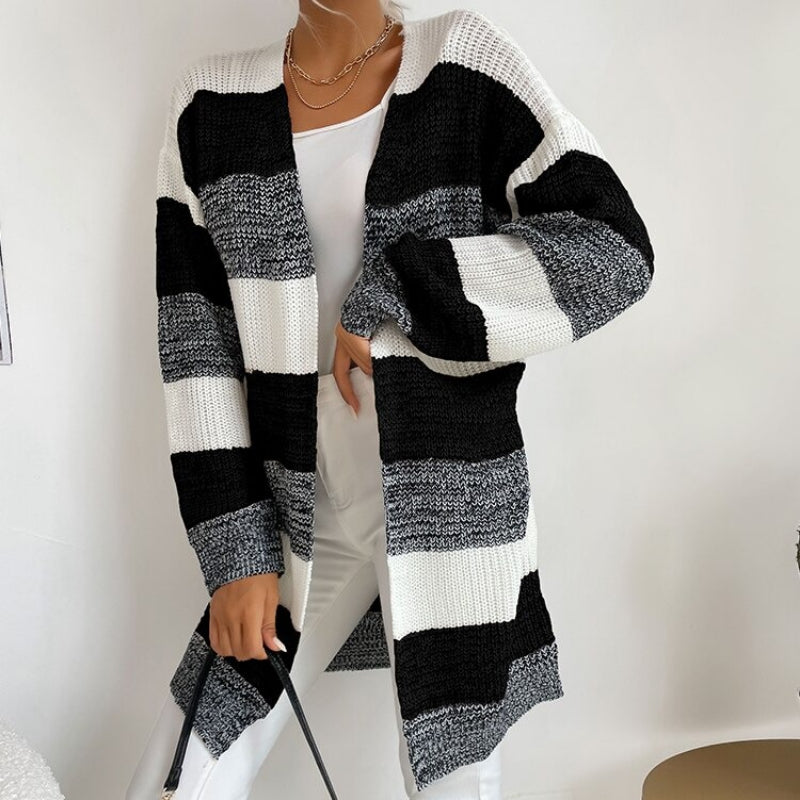 Cozy Long Sleeve Patchwork Style Knitted Winter Outdoor Cardigans 6