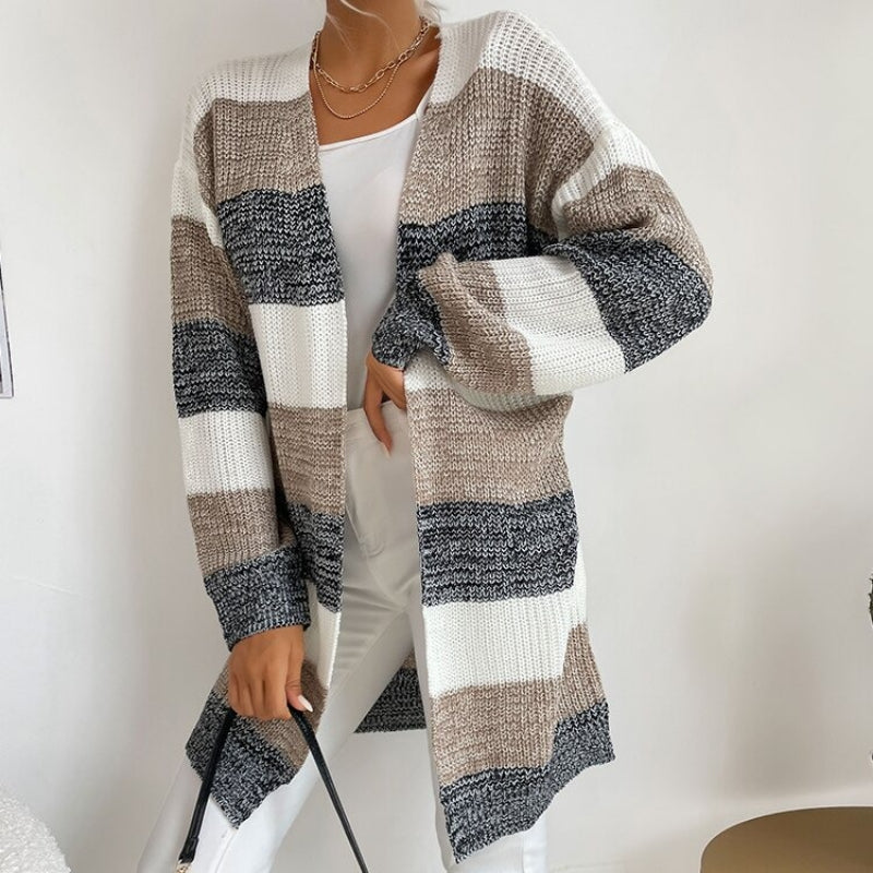 Cozy Long Sleeve Patchwork Style Knitted Winter Outdoor Cardigans 8