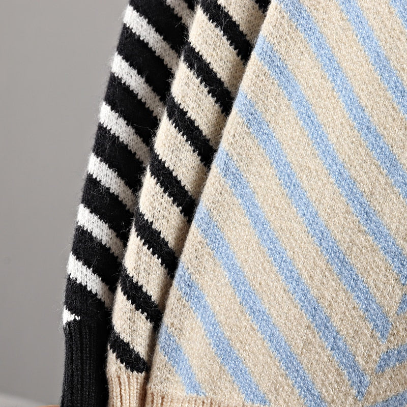 Cozy Stripe Standard Collar Cardigan 4