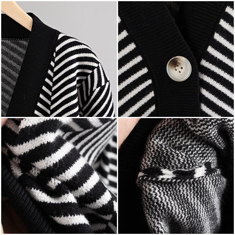 Cozy Stripe Standard Collar Cardigan 5