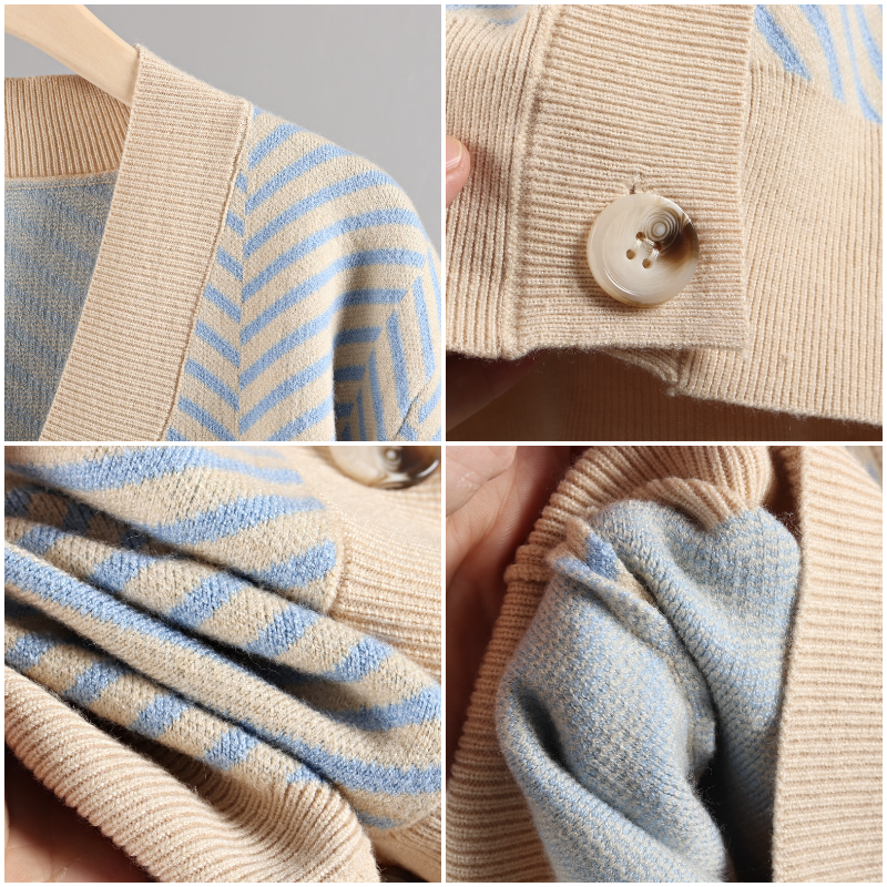 Cozy Stripe Standard Collar Cardigan 7
