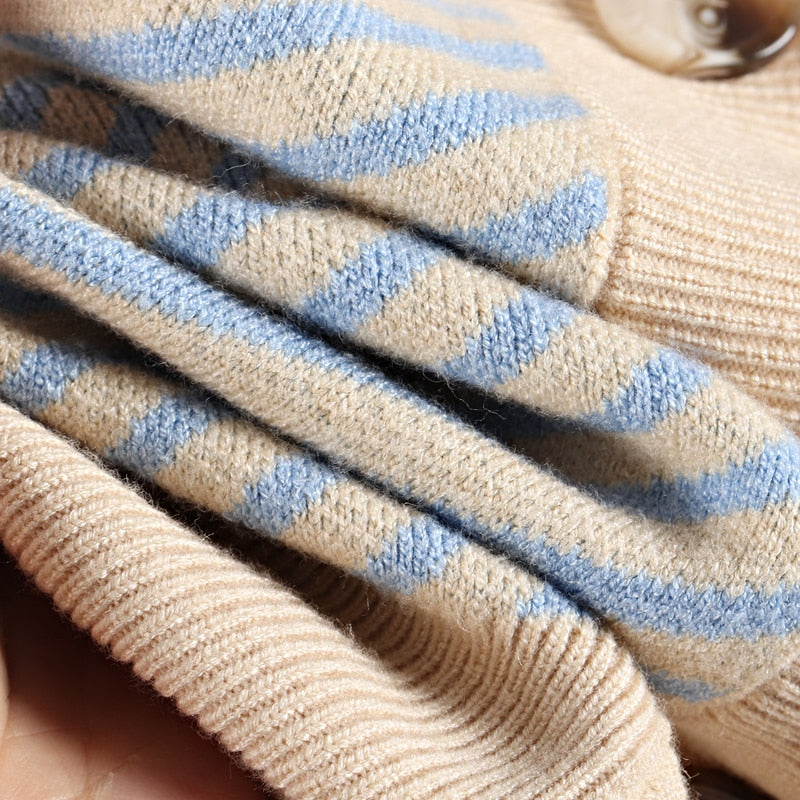 Cozy Stripe Standard Collar Cardigan 8