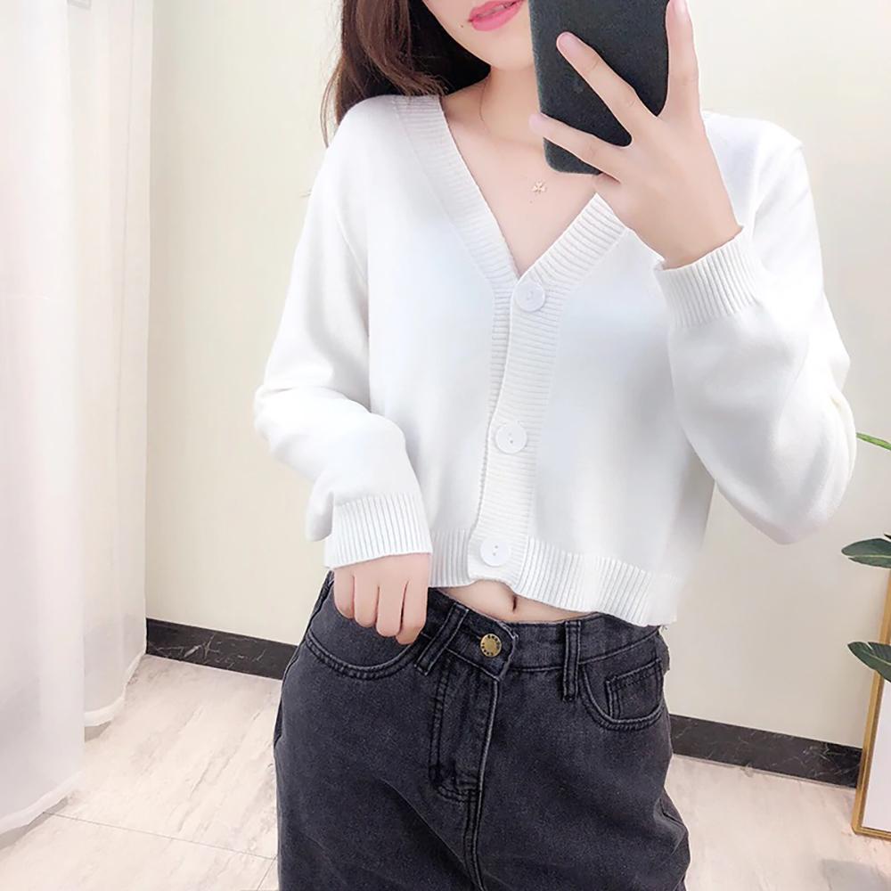 Cropped Dainty Colored Knitted Cardigan Sweater 3