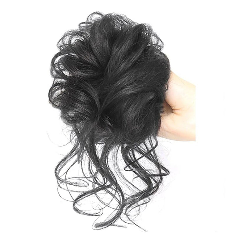 Curly Hair Extensions for Women – Easy Wrap Messy Bun Scrunchy in Bamboo Fiber, Lightweight and Comfortable 0