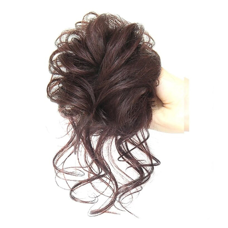 Curly Hair Extensions for Women – Easy Wrap Messy Bun Scrunchy in Bamboo Fiber, Lightweight and Comfortable 3
