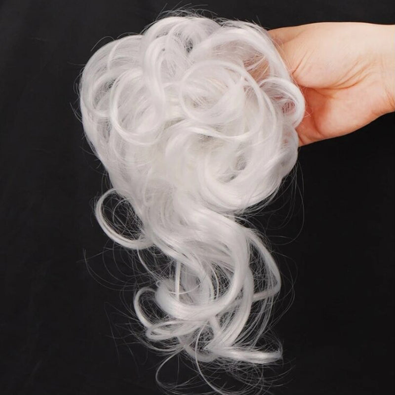 Curly Hair Extensions for Women – Easy Wrap Messy Bun Scrunchy in Bamboo Fiber, Lightweight and Comfortable 9