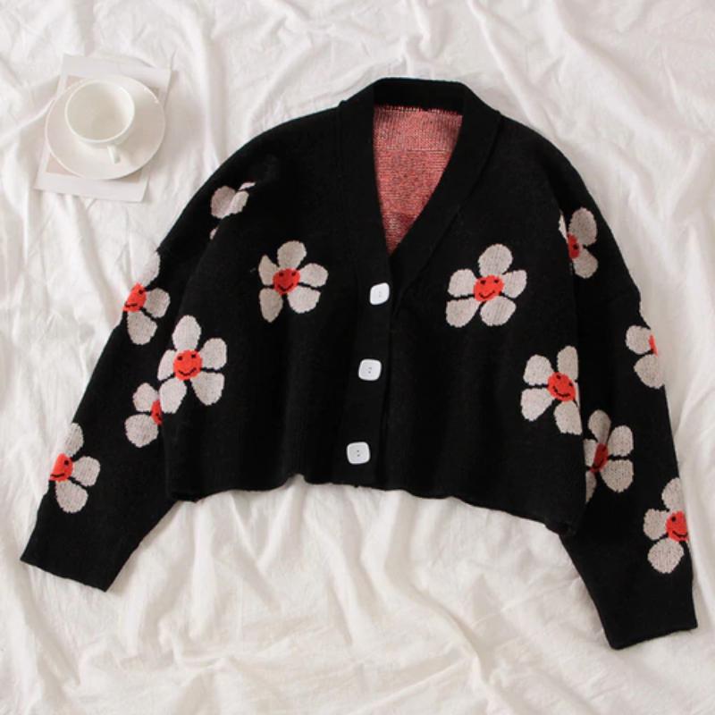Cute and Preppy Floral Crop Top Cardigan 6