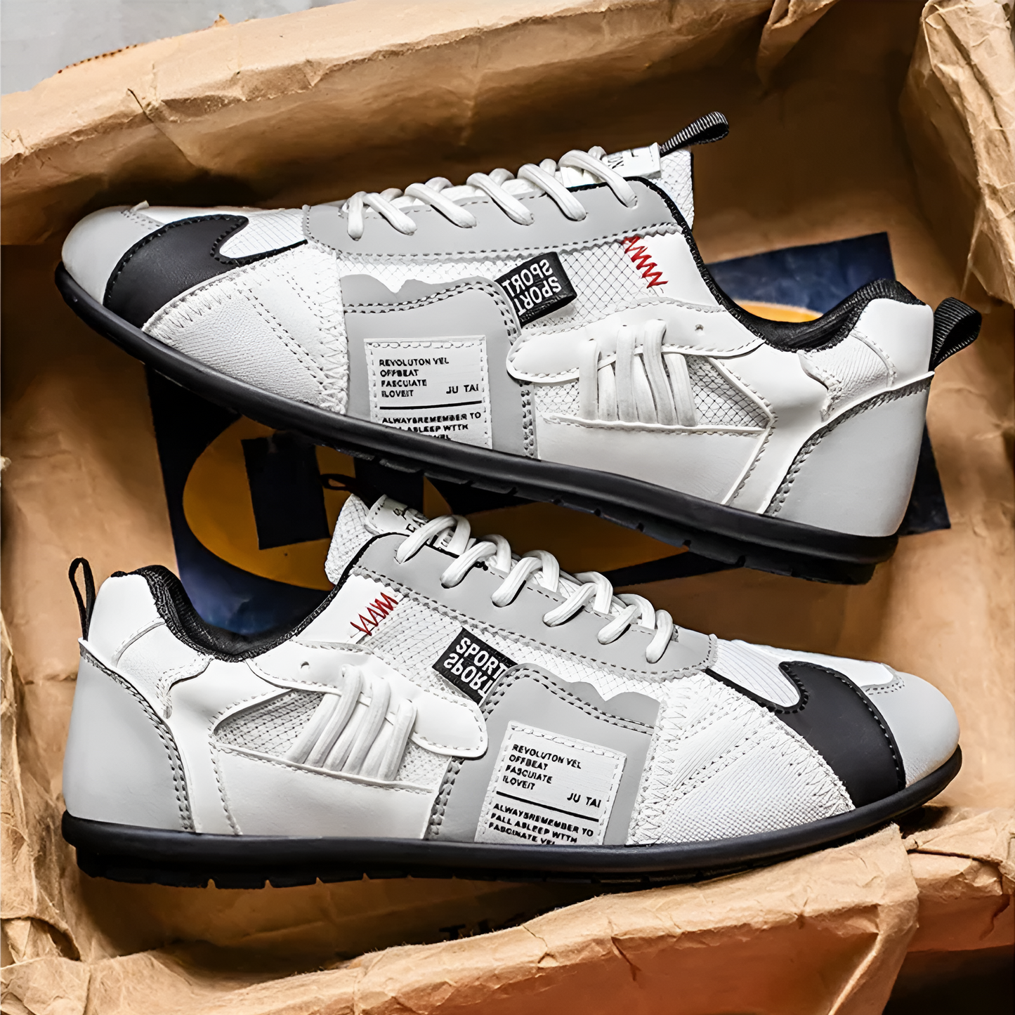 Men's Faux Leather Retro Runner Trainers
