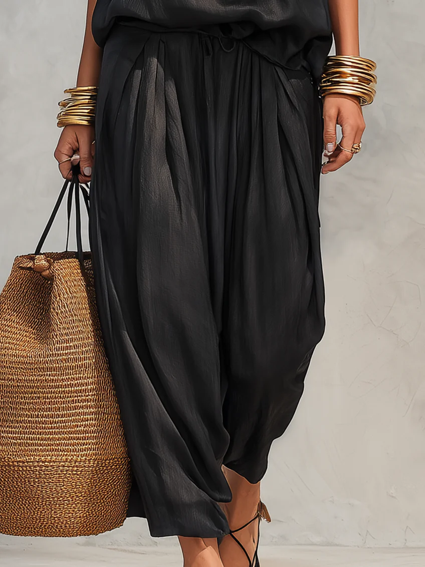 Women's Halter Two-Piece Set with Wide-Leg Trousers
