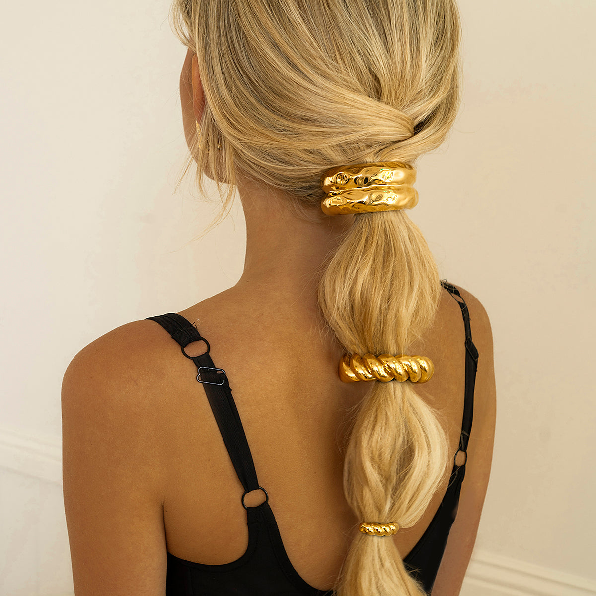 Double Hammered Arch Pony Cuff – Hypoallergenic 18k Gold-Plated Hair Accessory 7