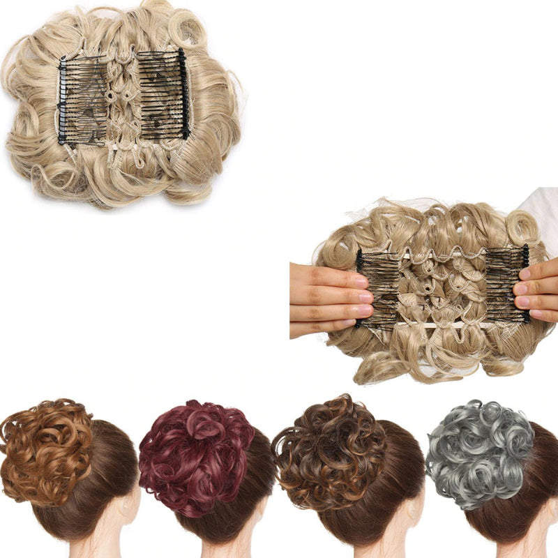 Easy Stretch Clip-in Large Curly Hair Bun Extension for Instant Volume 4