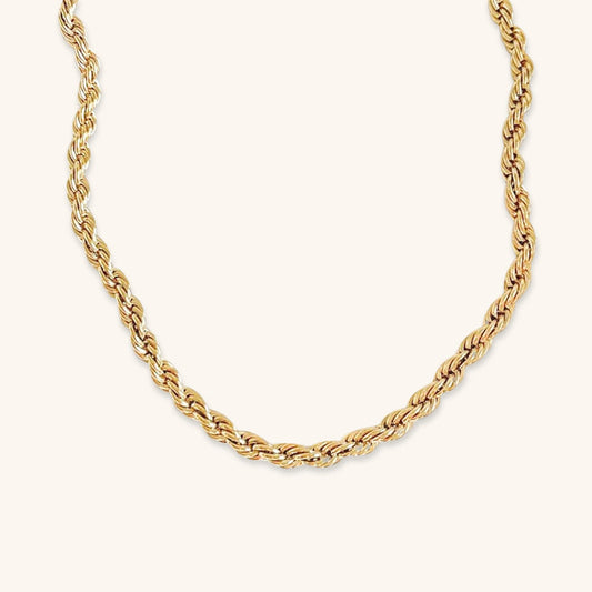 Elegant 14K Gold Rope Chain Necklace for Women – Hypoallergenic, Water-Resistant, 15/17 Inches, 3/4 mm Width 1