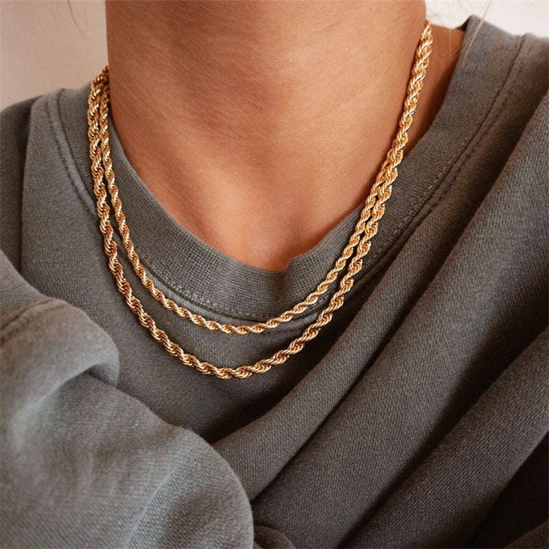 Elegant 14K Gold Rope Chain Necklace for Women – Hypoallergenic, Water-Resistant, 15/17 Inches, 3/4 mm Width 2