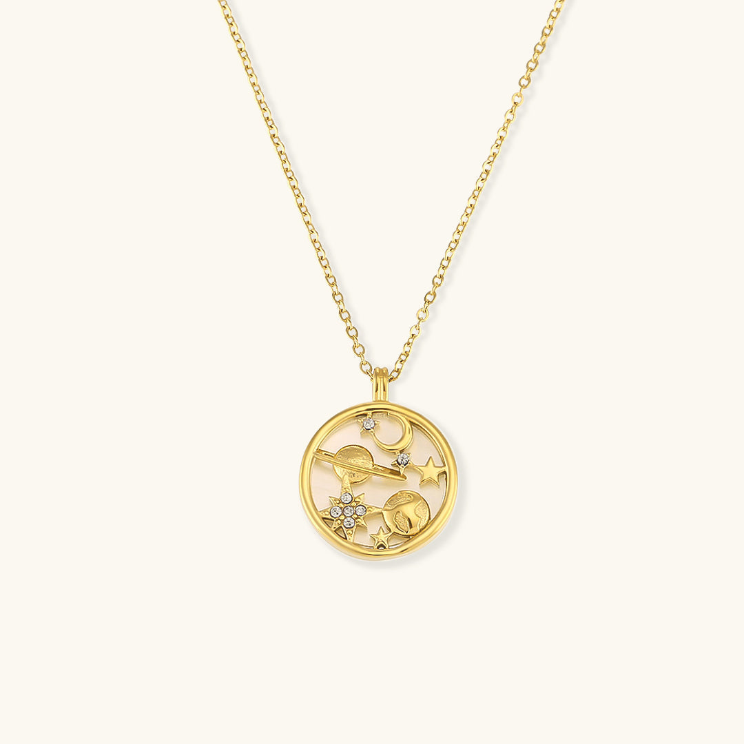 Elegant 18K Gold-Plated Necklace with Celestial Design – Hypoallergenic and Water Resistant 2