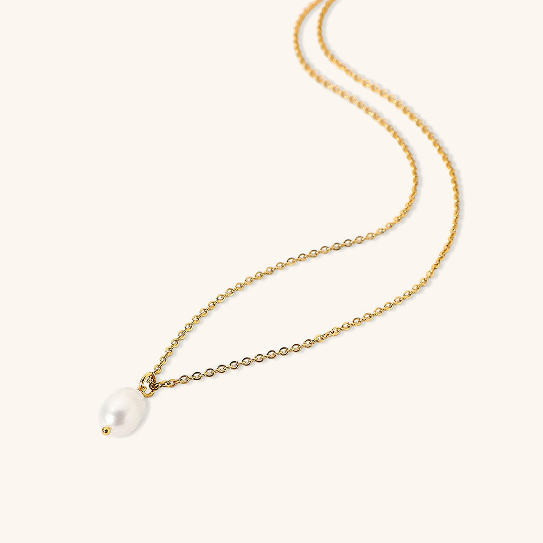 Elegant Freshwater Pearl Necklace on Waterproof Gold Chain – Hypoallergenic, Lightweight, 15-Inch with Extension 6