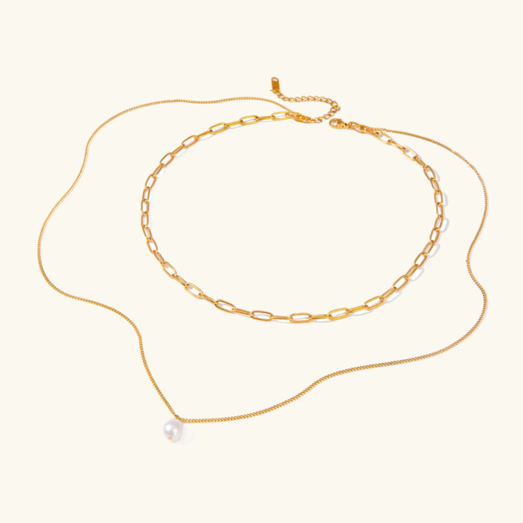 Elegant Freshwater Pearl Necklace with 18k Gold-Plated Paperclip Chain – Waterproof and Hypoallergenic Design for Women 6