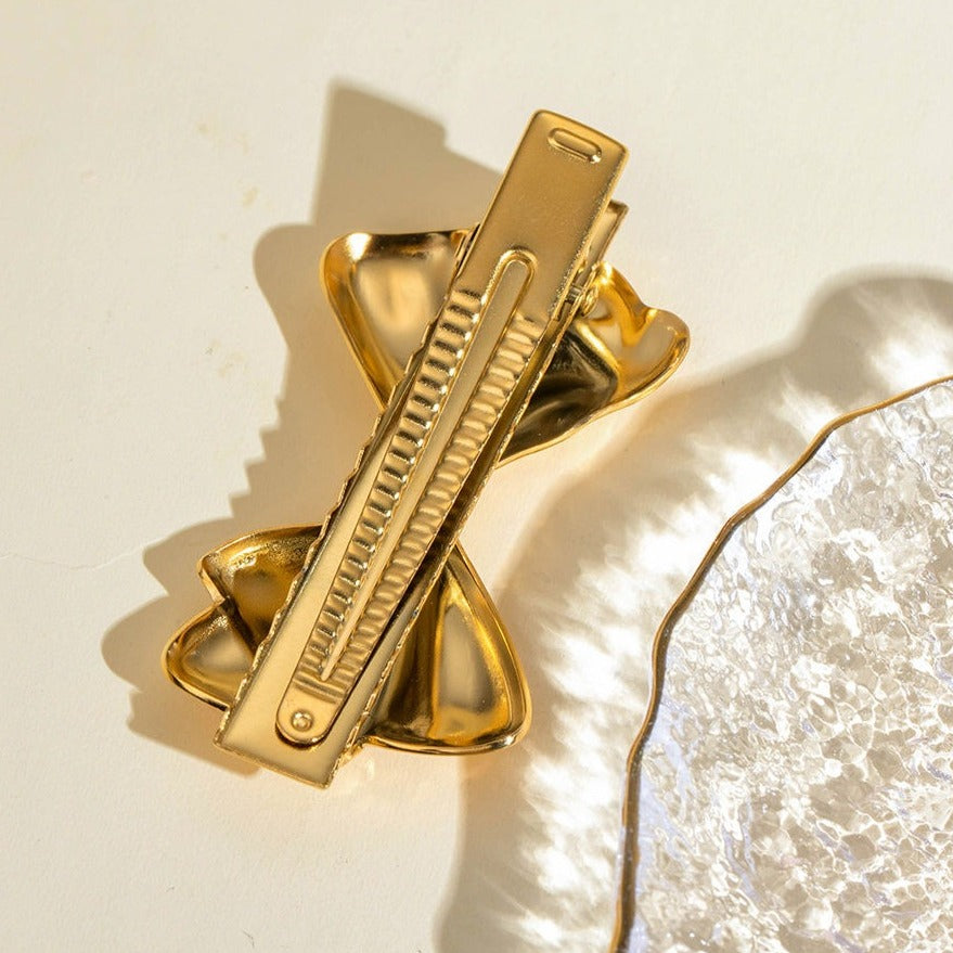 Elegant Gold Hair Clip with Classic Bow Design – Hypoallergenic and Durable Accessory 5