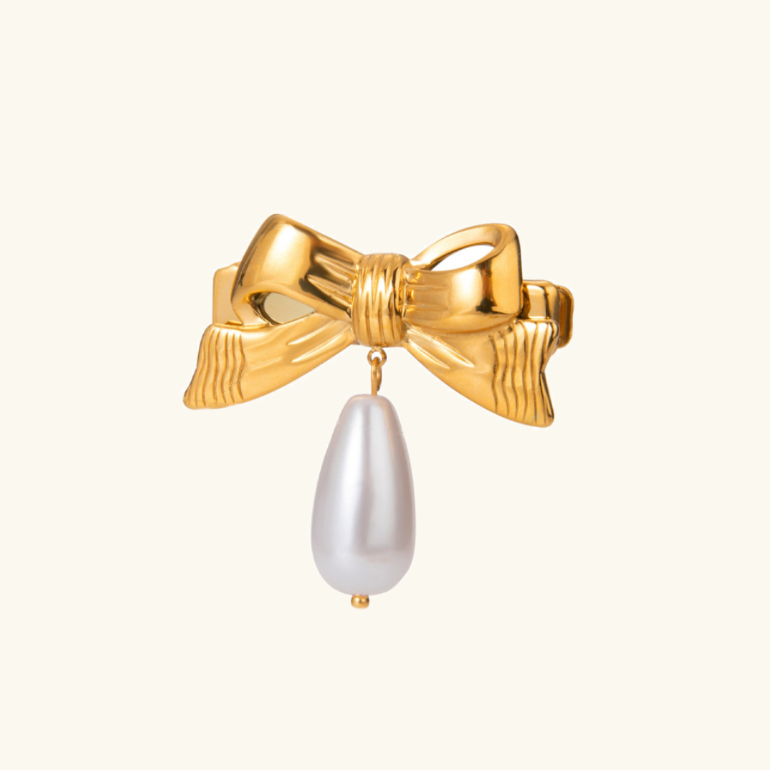 Elegant Gold Hair Clip with Freshwater Pearl - Waterproof, Hypoallergenic Accessory for Women 0