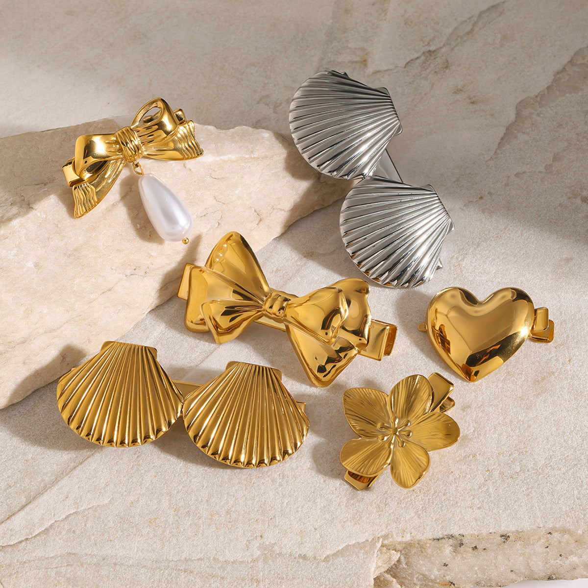 Elegant Gold Hair Clip with Freshwater Pearl - Waterproof, Hypoallergenic Accessory for Women 1