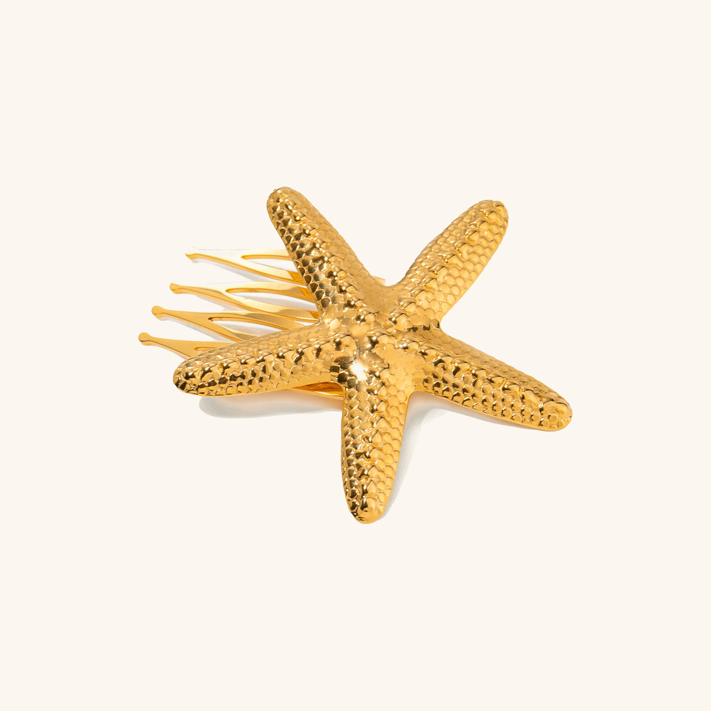 Elegant Gold Hair Comb with Starfish Design – Hypoallergenic, Waterproof, Durable Accessory for Women, 48 mm 0