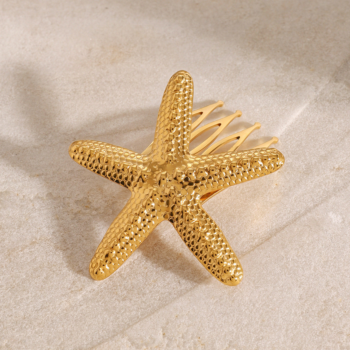 Elegant Gold Hair Comb with Starfish Design – Hypoallergenic, Waterproof, Durable Accessory for Women, 48 mm 5