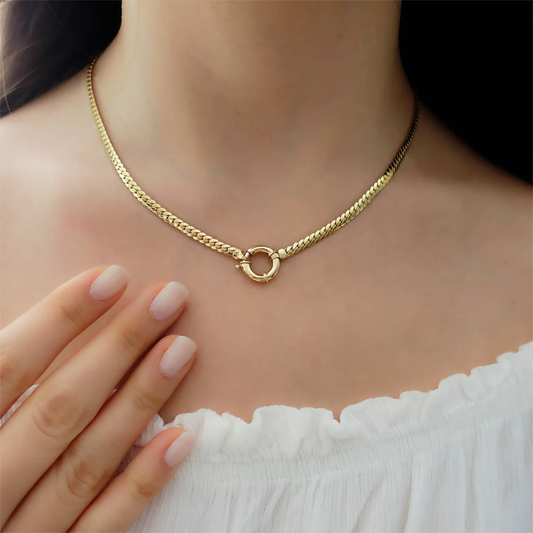 Elegant Gold Herringbone Pendant Necklace for Women – Waterproof, Hypoallergenic, 17-Inch 1