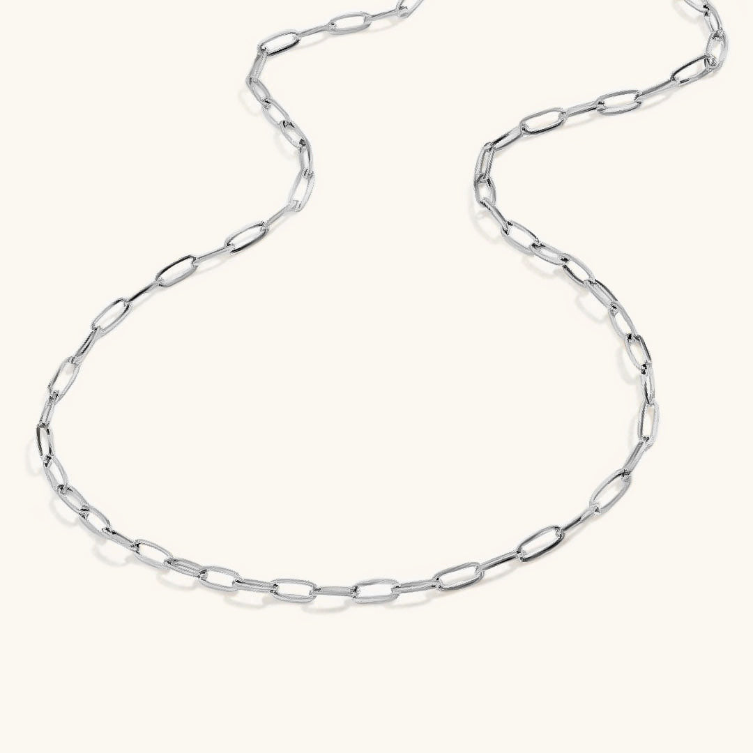 Elegant Gold Paperclip Chain Necklace – 14k Gold-Plated Stainless Steel, 17 Inches with Extension, Hypoallergenic Design 3