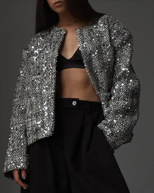 Evelyn Women's Sequin Jacket | Elegant Tweed Design 2