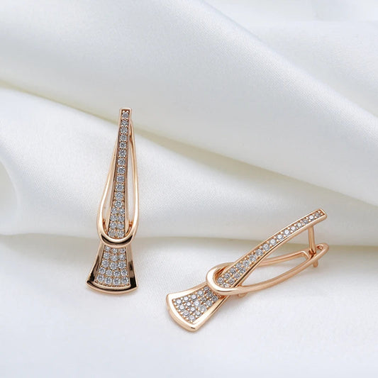 Elegant Rose Gold Layered Earrings for Women with Diamond Accents – Timeless Jewelry 1