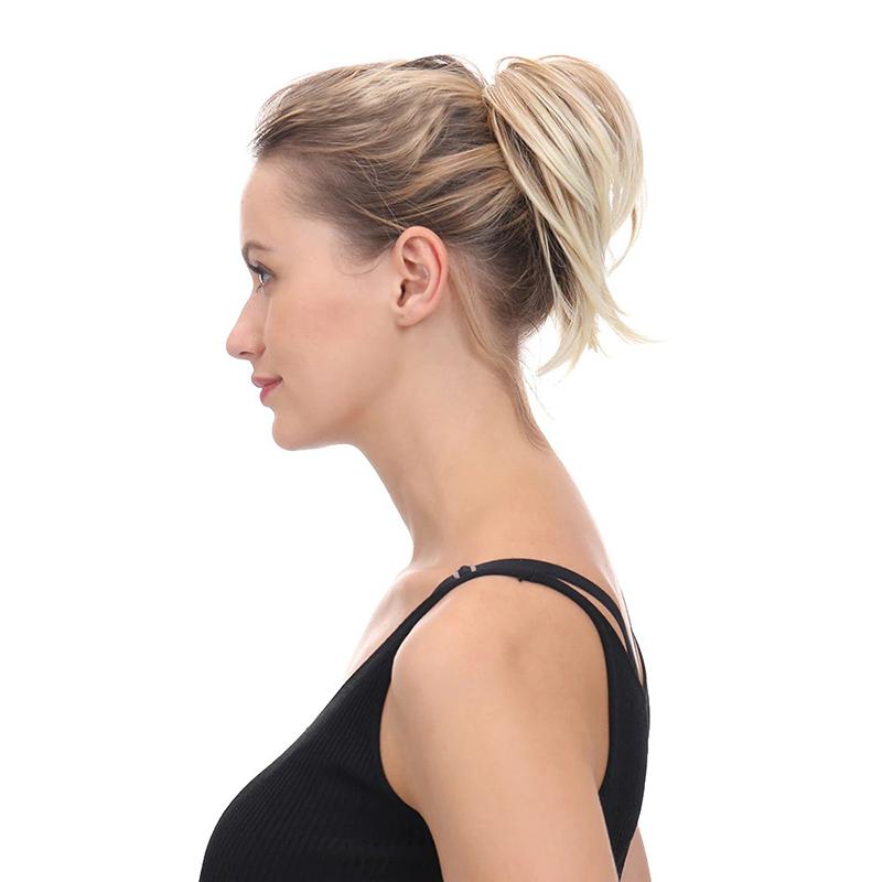 Elegant Straight Hair Bun Scrunchie Extension Wig - Lightweight Versatile Hair Accessory for Instant Volume and Style 4